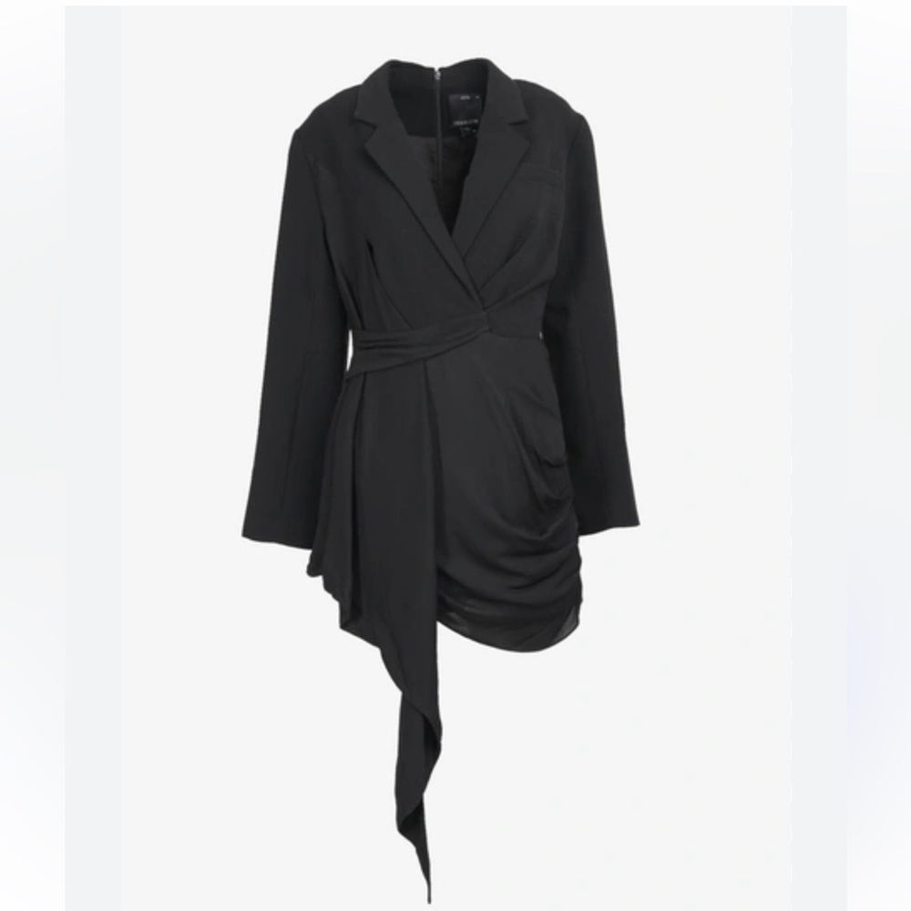 C/MEO Collective Elegant Black Draped Mini Dress